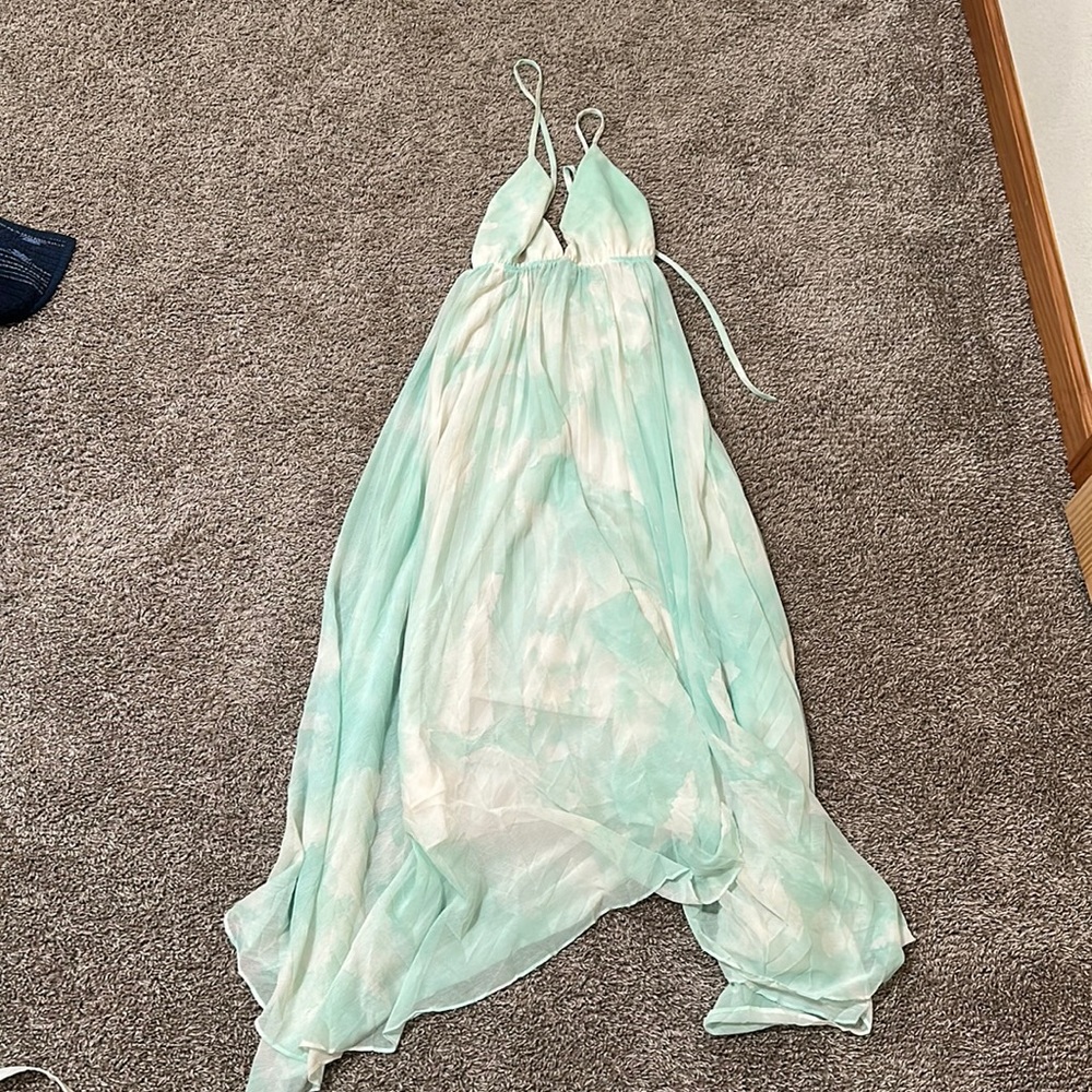 Alice + Olivia Teal Low Back Maxi Dress
